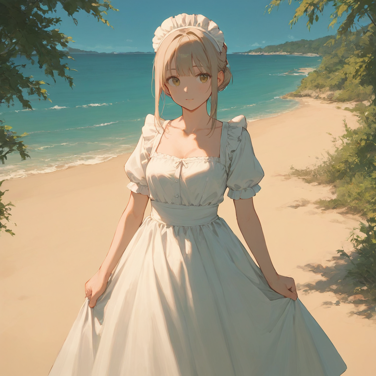 砂浜でメイドさん | の人気AIイラスト・グラビア