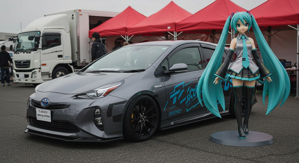 初音ミクとプリウスセダン