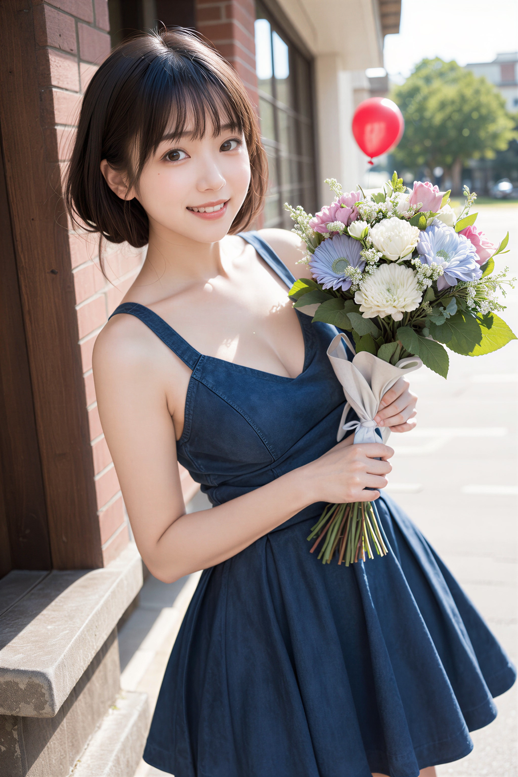 花束と女性