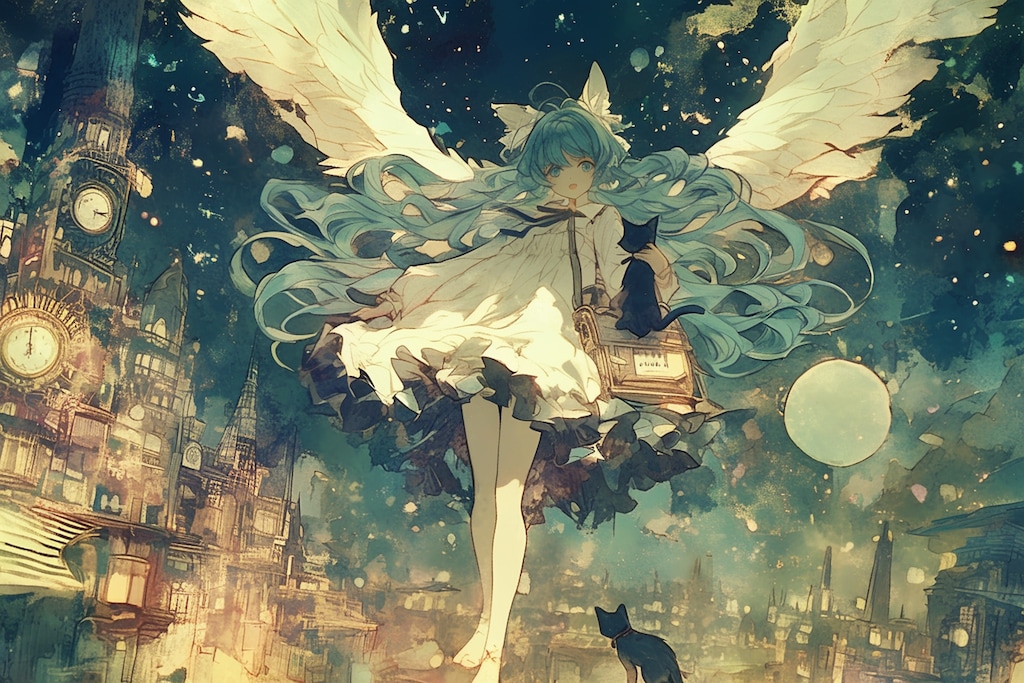 相棒の黒猫と異国を旅する天使ちゃん