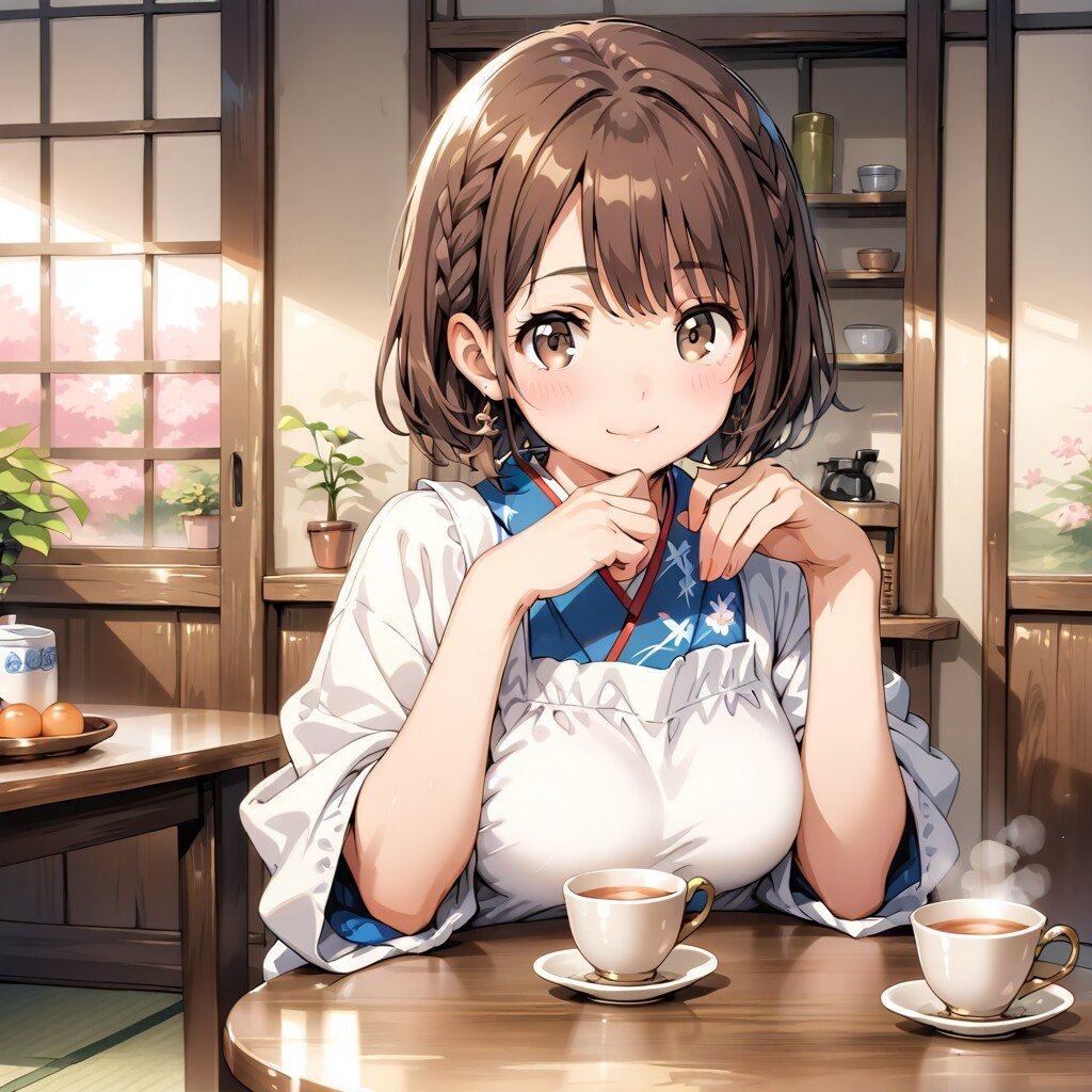 割烹着の妻、何気ない夫婦の時間 | の人気AIイラスト・グラビア