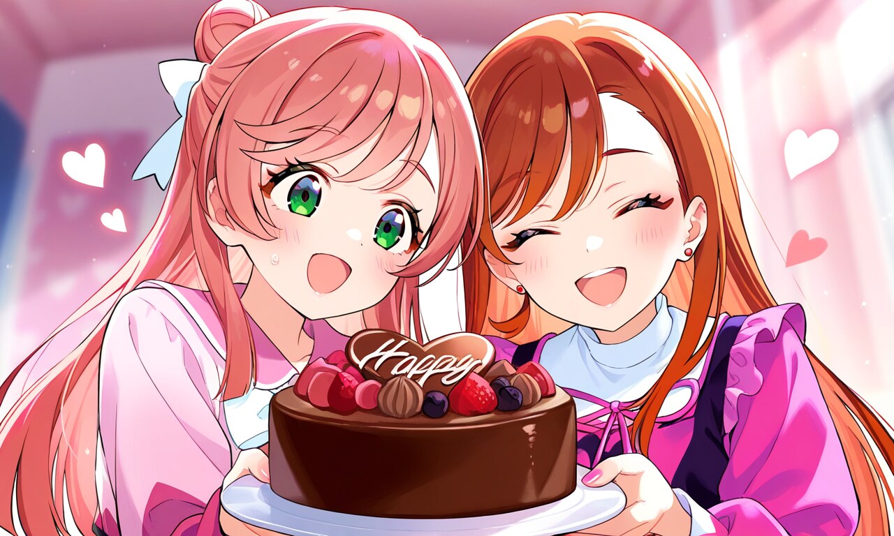 【バレンタインケーキ】虹ヶ丘ましろ＆聖あげは。 | の人気AIイラスト・グラビア