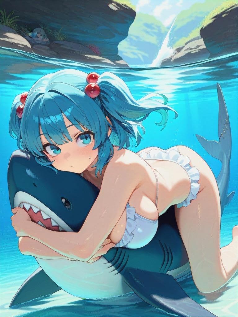 サメを捕まえたにとりちゃん