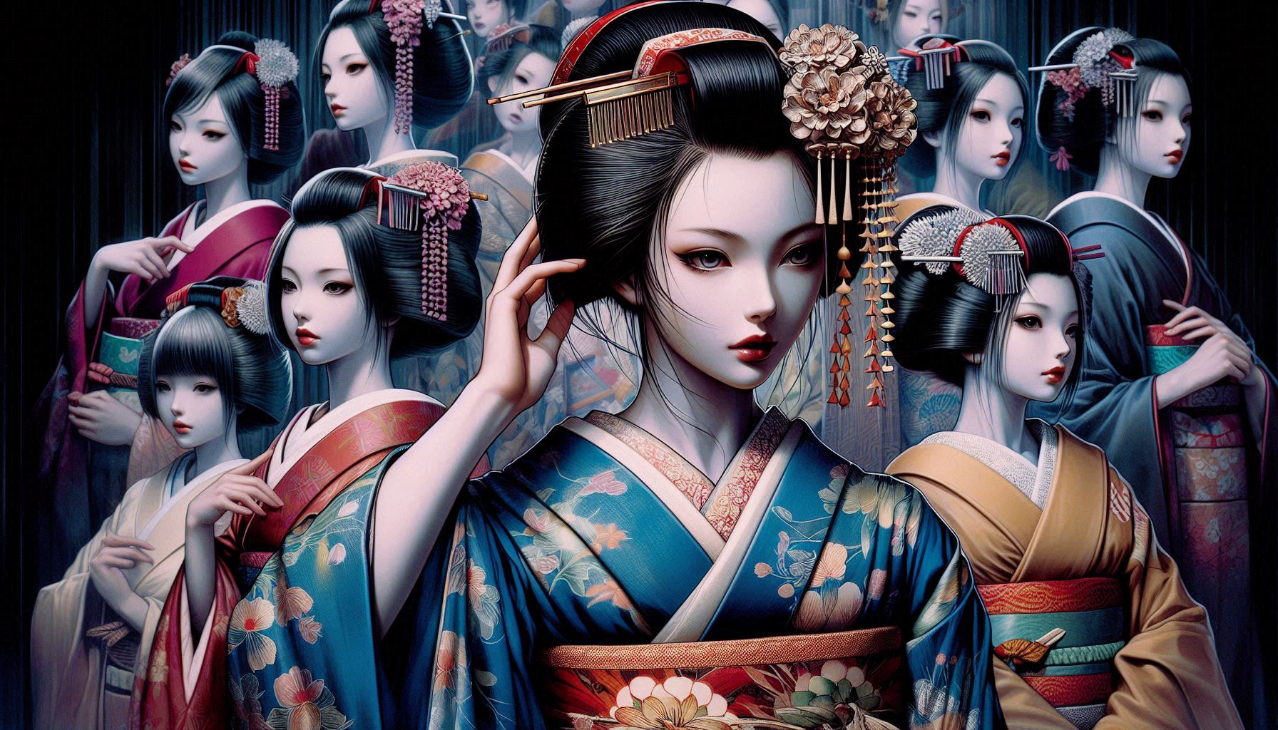 着物美人♪・・ちょっと訳ありっぽい？影のある女性達 | の人気AIイラスト・グラビア