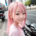 ピンクヘアバイク女子 4枚目