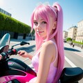 ピンクヘアバイク女子 5枚目