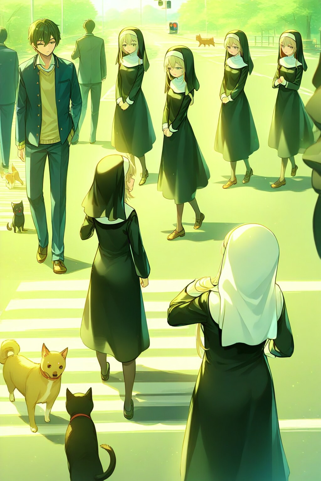 朝の横断歩道ファンタジー