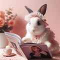 ファッション雑誌を読むウサギ 2枚目