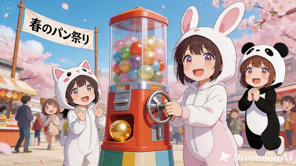 【All0417a】パンを買うと福引券がもらえた。30枚で1回まわせる、景品は冒険に役立つアイテム（モデル: Seedream 5.0）
