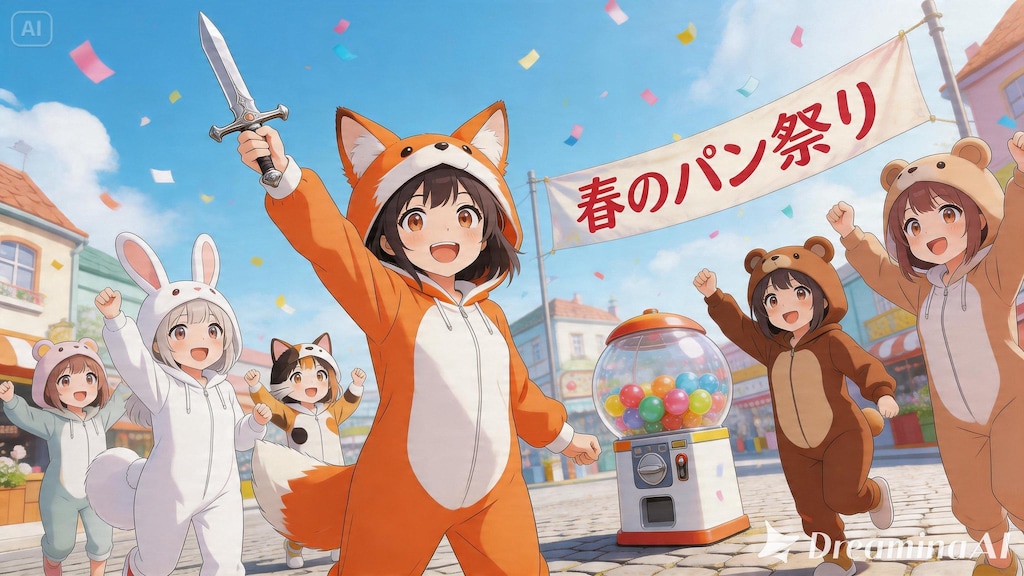 【All0417a】パンを買うと福引券がもらえた。30枚で1回まわせる、景品は冒険に役立つアイテム（モデル: Seedream 5.0）