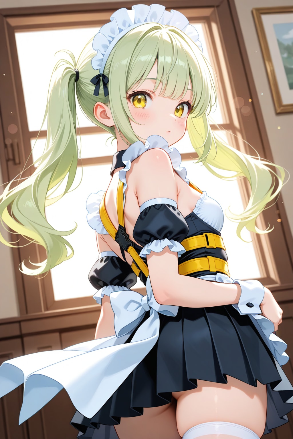 20260205【5枚】緑髪メイド風コスプレ女性