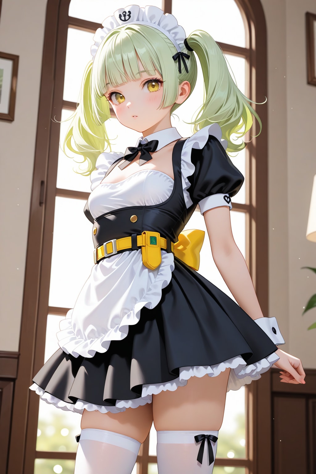 20260205【5枚】緑髪メイド風コスプレ女性