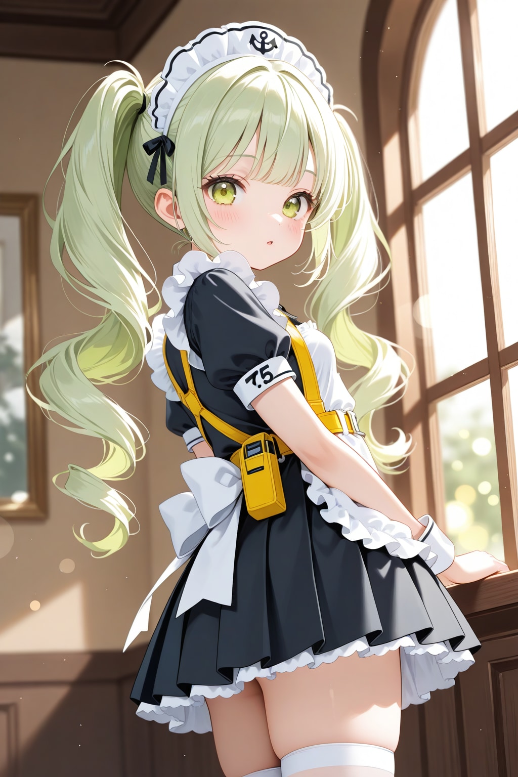 20260205【5枚】緑髪メイド風コスプレ女性