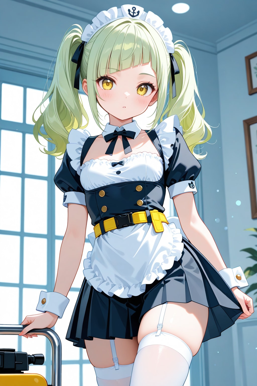 20260205【5枚】緑髪メイド風コスプレ女性