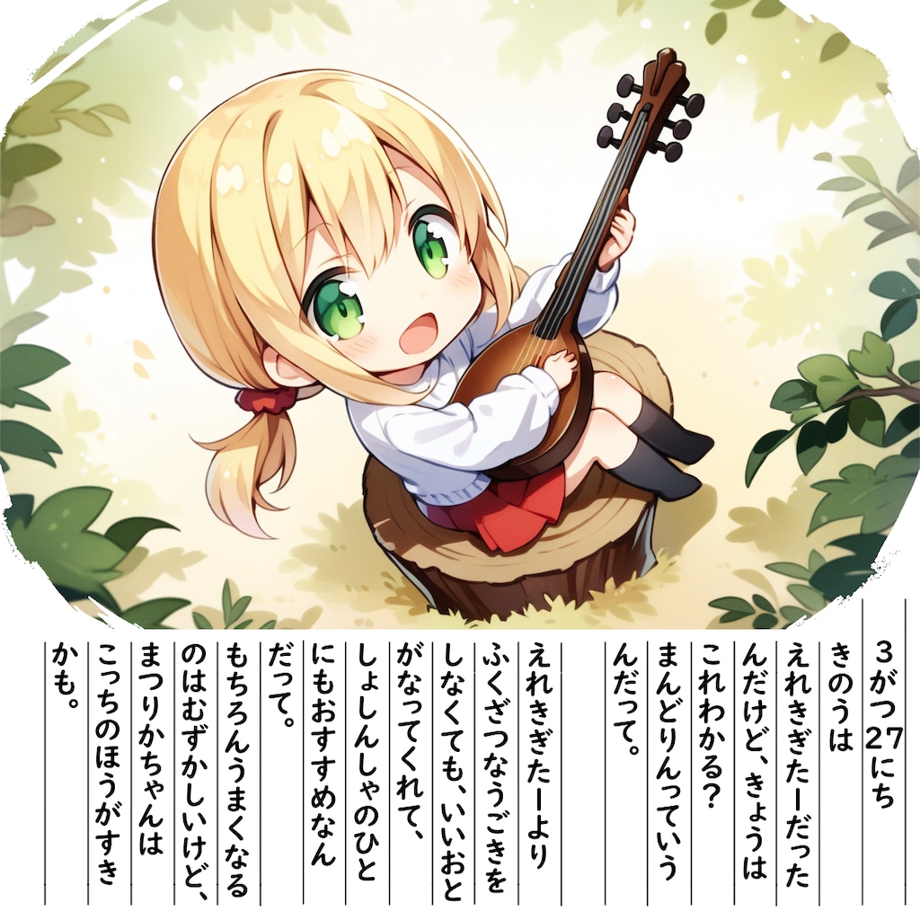 【絵日記】まんどりんっていうがっきがあるんだよ