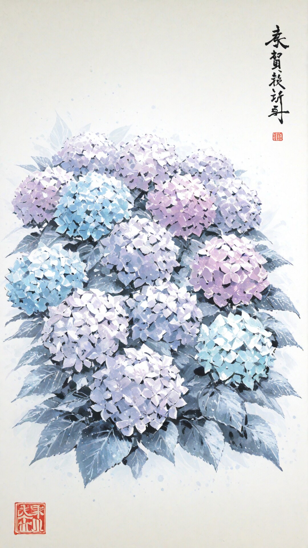 水墨画風紫陽花 | の人気AIイラスト・グラビア