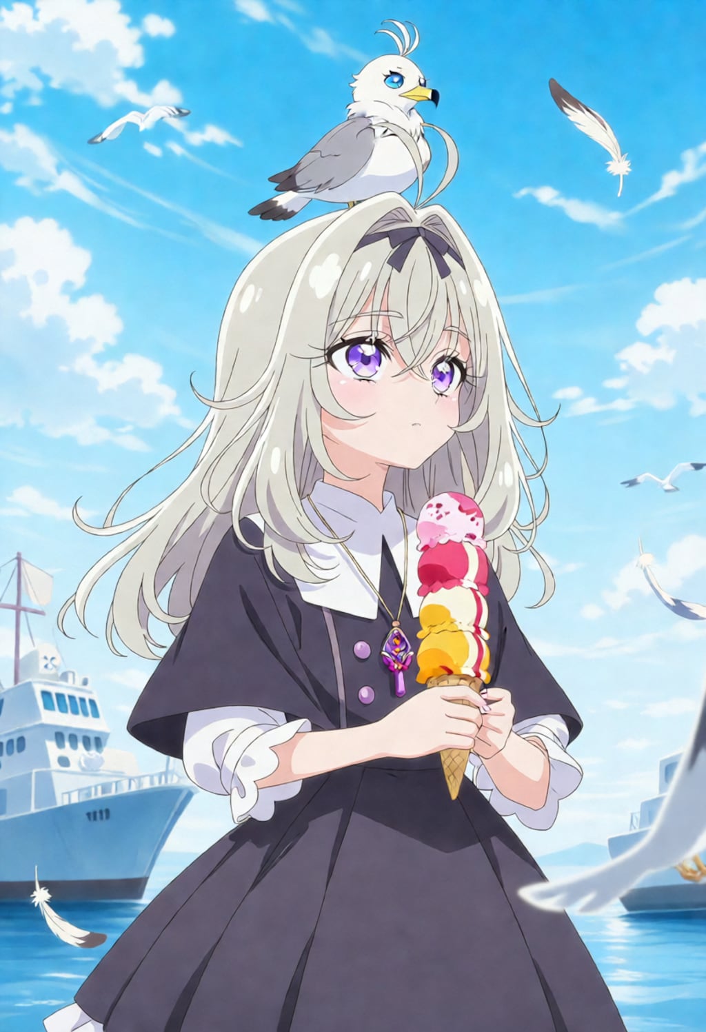 アイスと潮風とカモメと