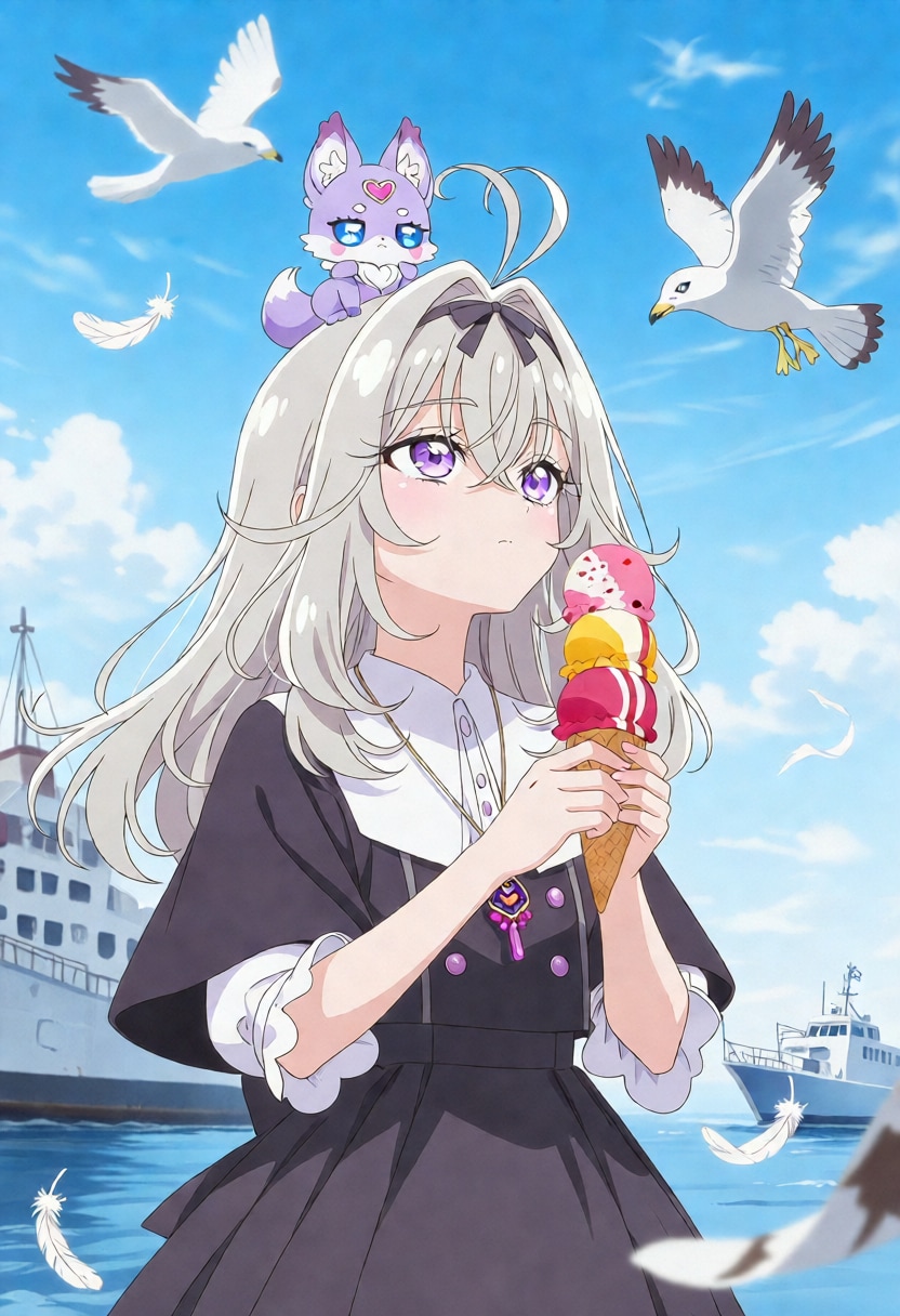 アイスと潮風とカモメと