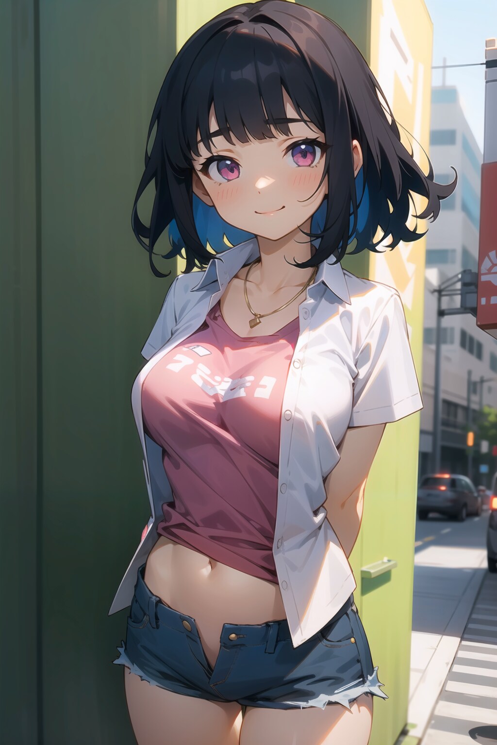 衣装　TシャツとYシャツとホットパンツ