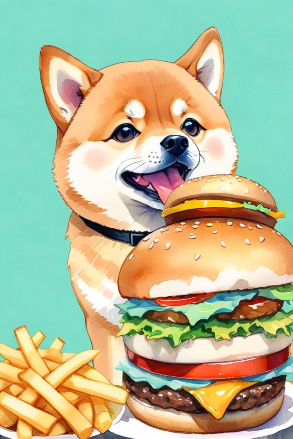 🍔と柴犬