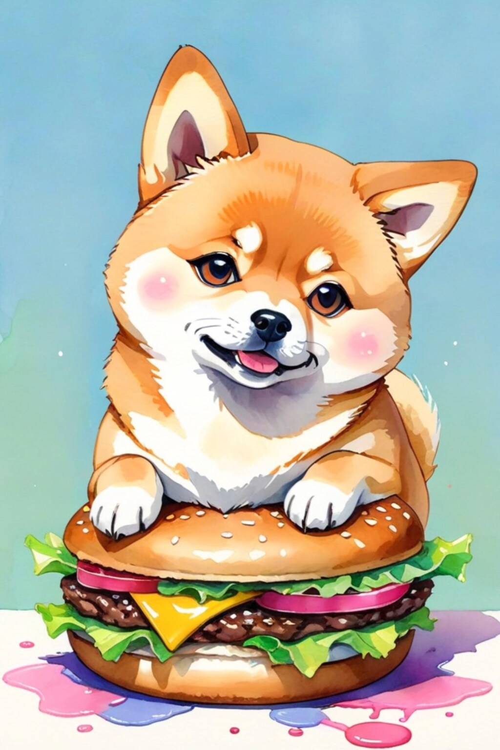 🍔と柴犬