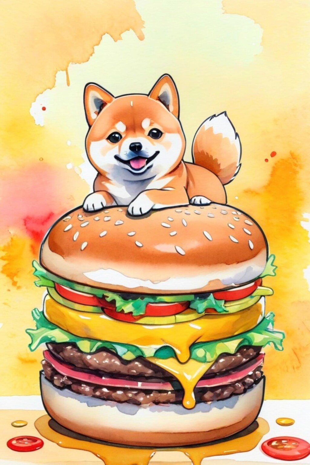 🍔と柴犬