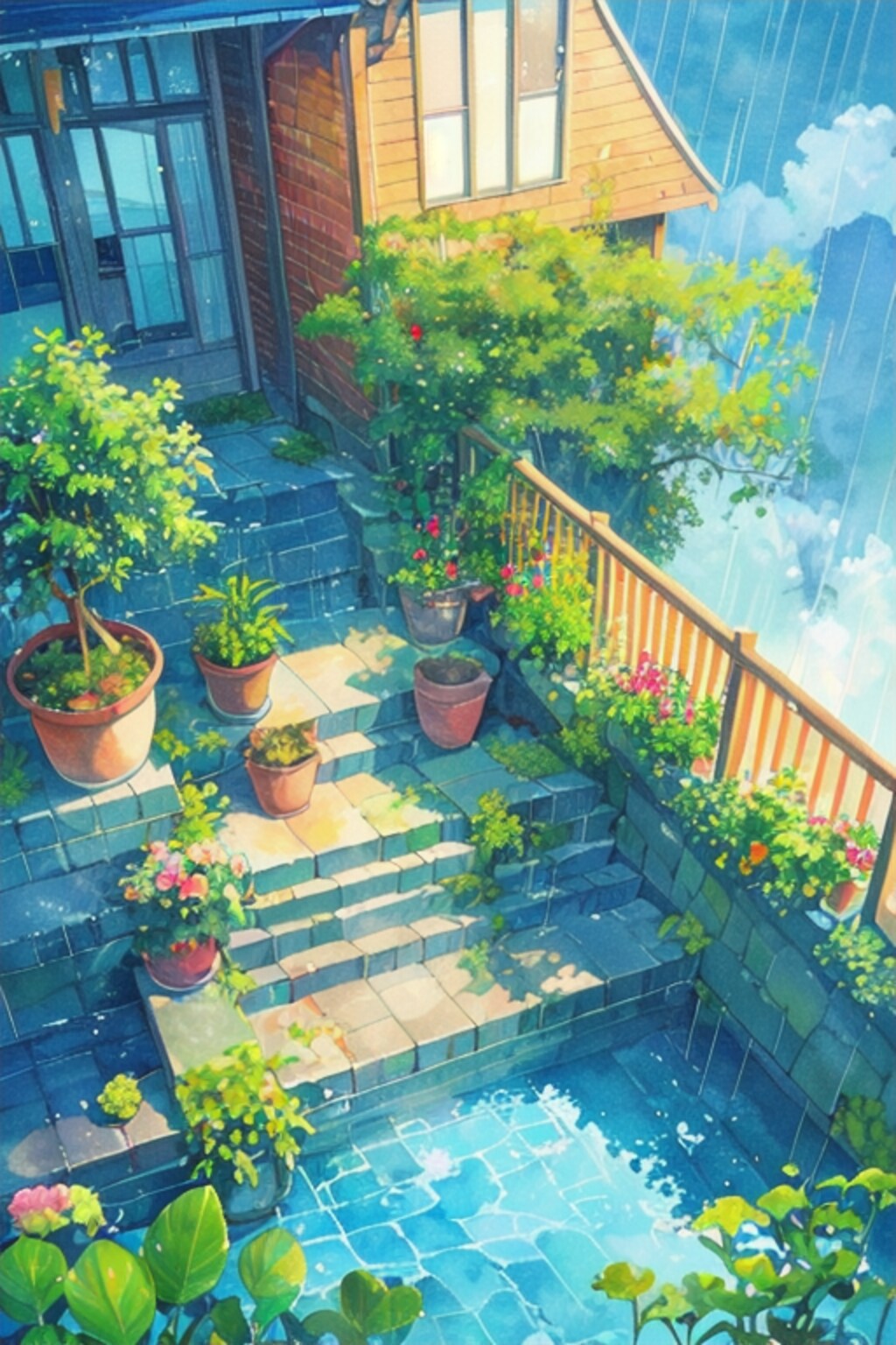 雨降りの庭