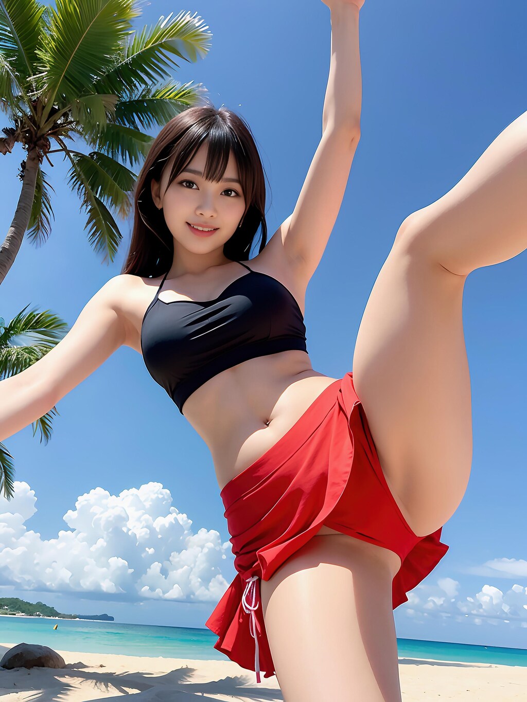 南の島のビキニの美女