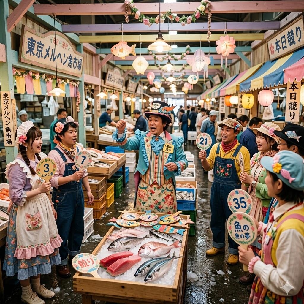 メルヘンな魚市場の競り