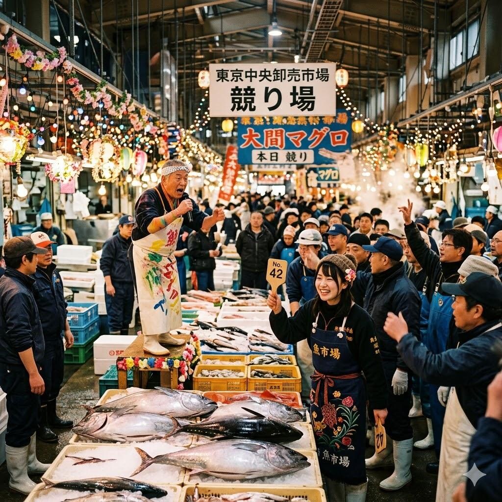 メルヘンな魚市場の競り