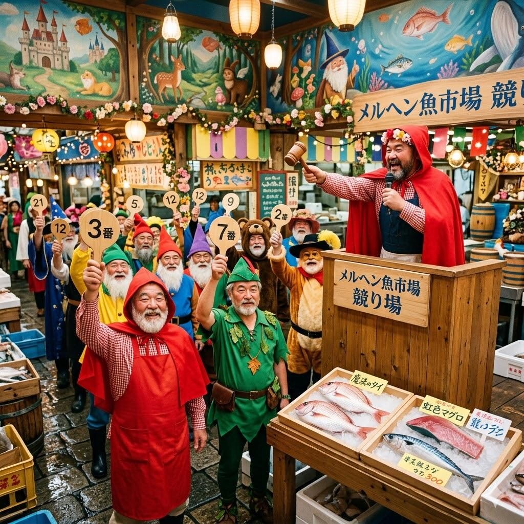 メルヘンな魚市場の競り