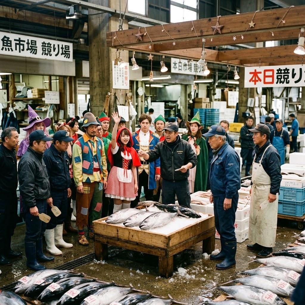 メルヘンな魚市場の競り