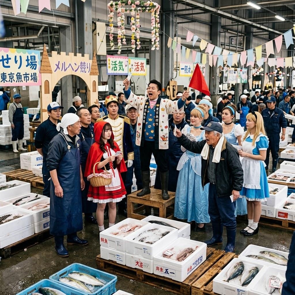 メルヘンな魚市場の競り