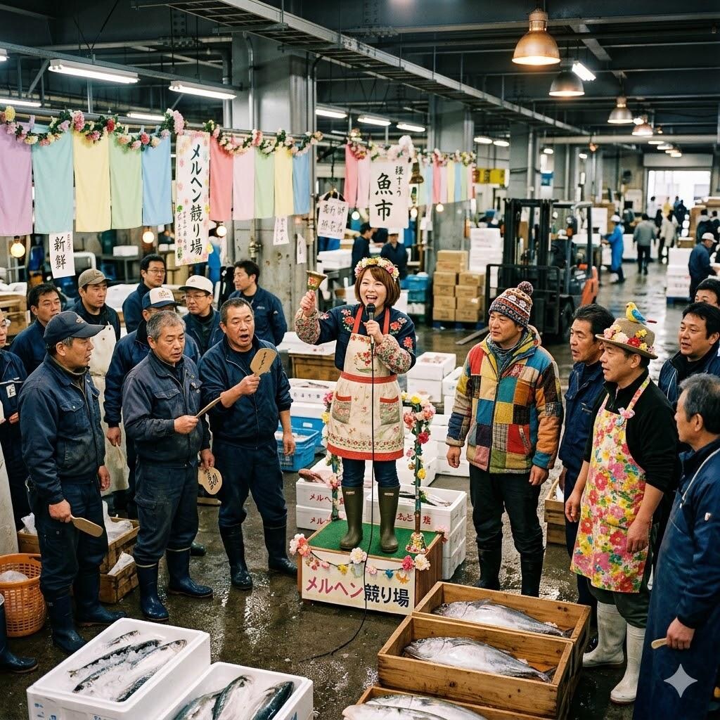 メルヘンな魚市場の競り