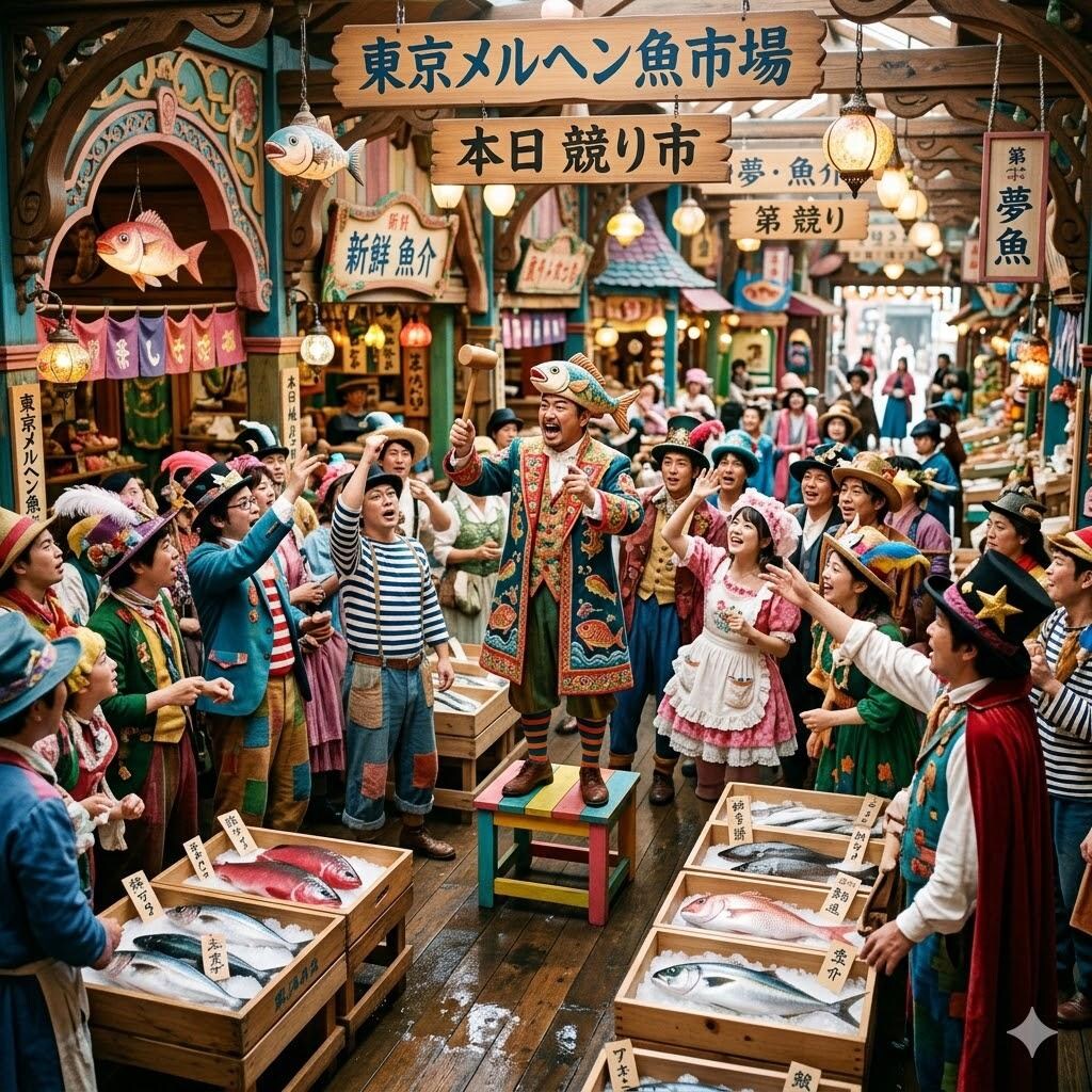 メルヘンな魚市場の競り