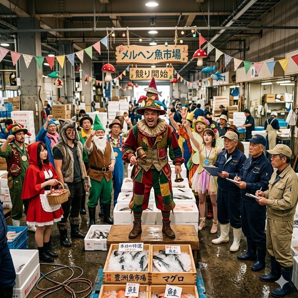 メルヘンな魚市場の競り