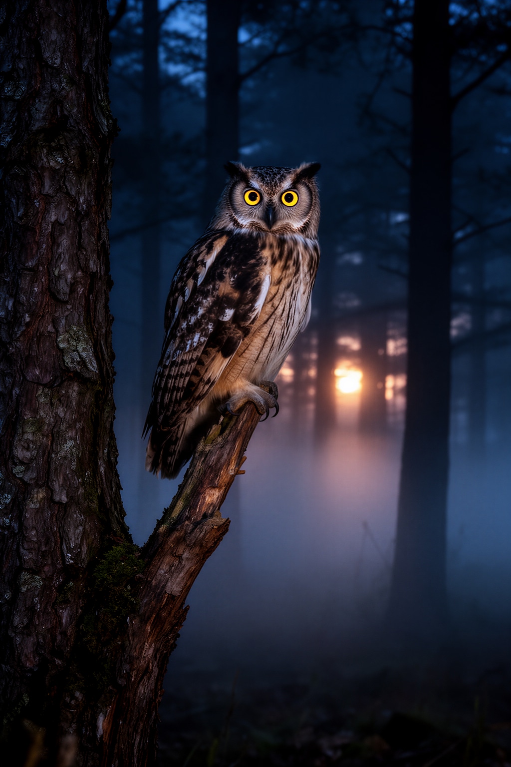 夜明けの森の梟