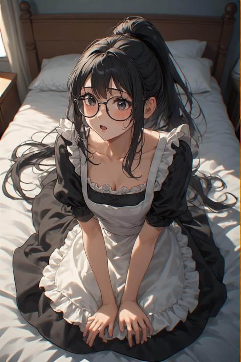 眼鏡ポニテメイドさん