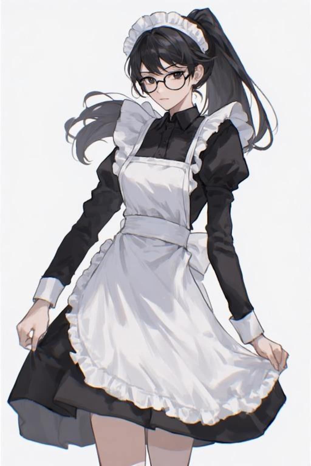 眼鏡ポニテメイドさん