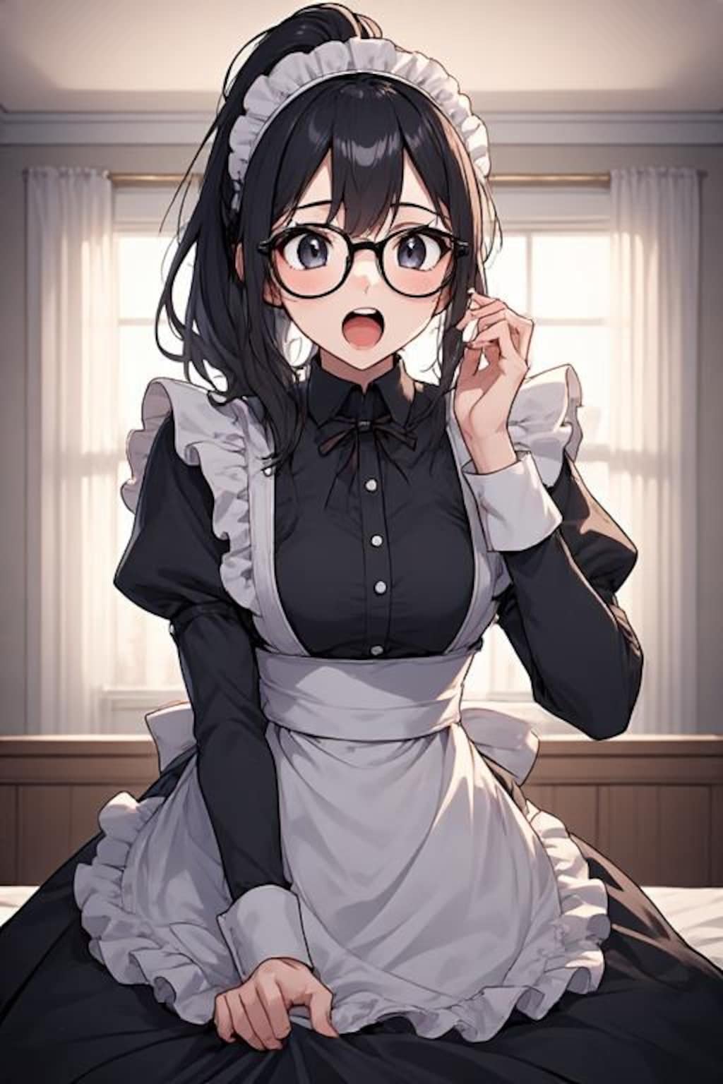 眼鏡ポニテメイドさん