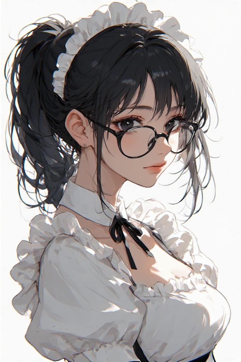 眼鏡ポニテメイドさん