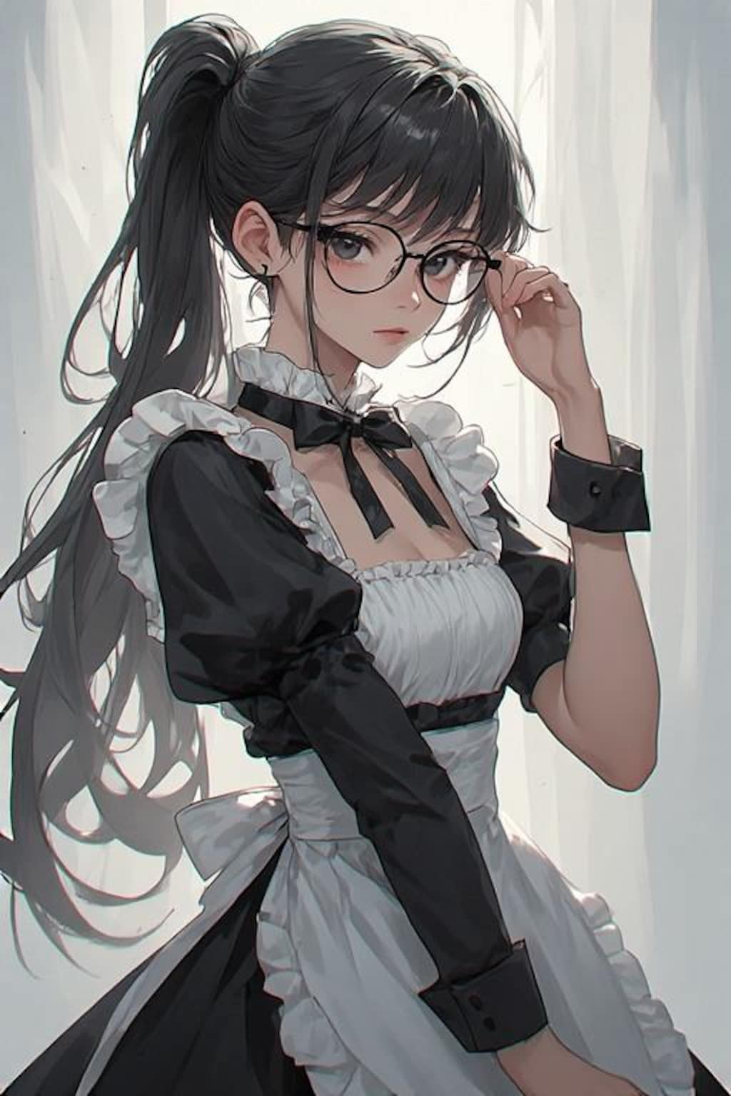 眼鏡ポニテメイドさん