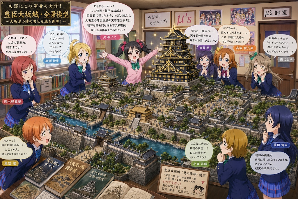矢澤にこが組み立てた豊臣時代の大坂城の模型