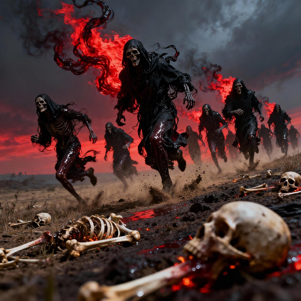 荒野を走る死神の列