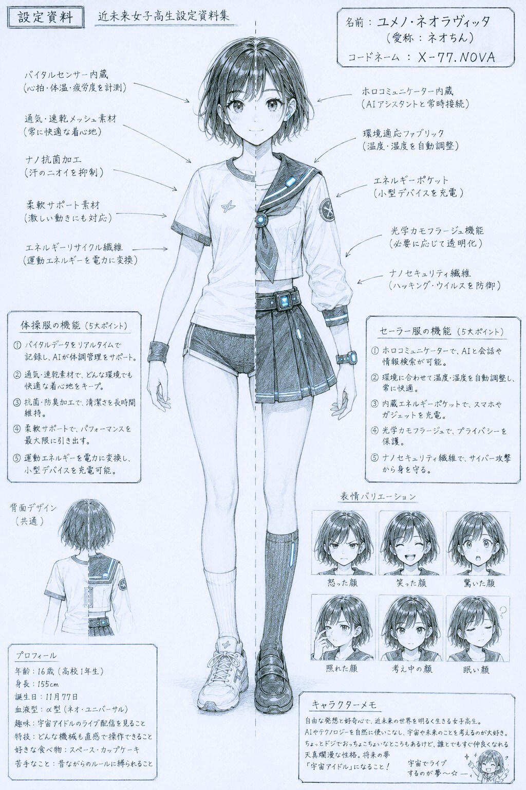 『近未来女子高生ストーリー』設定資料風