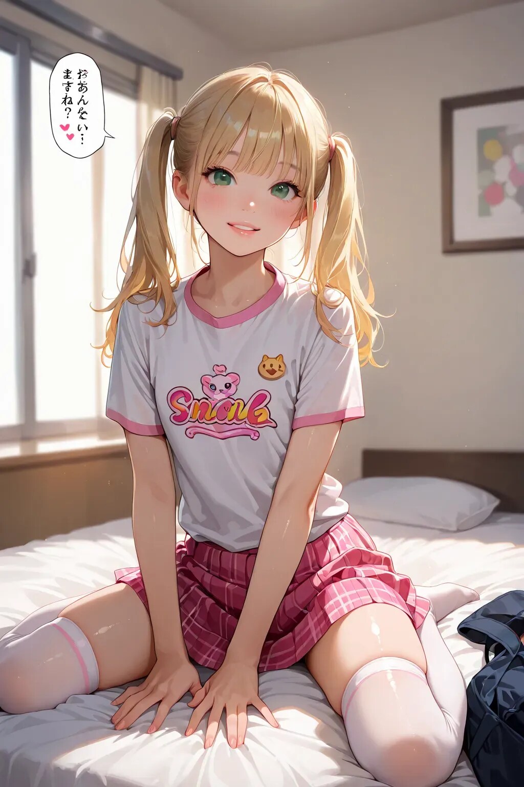 ベッドと女の子