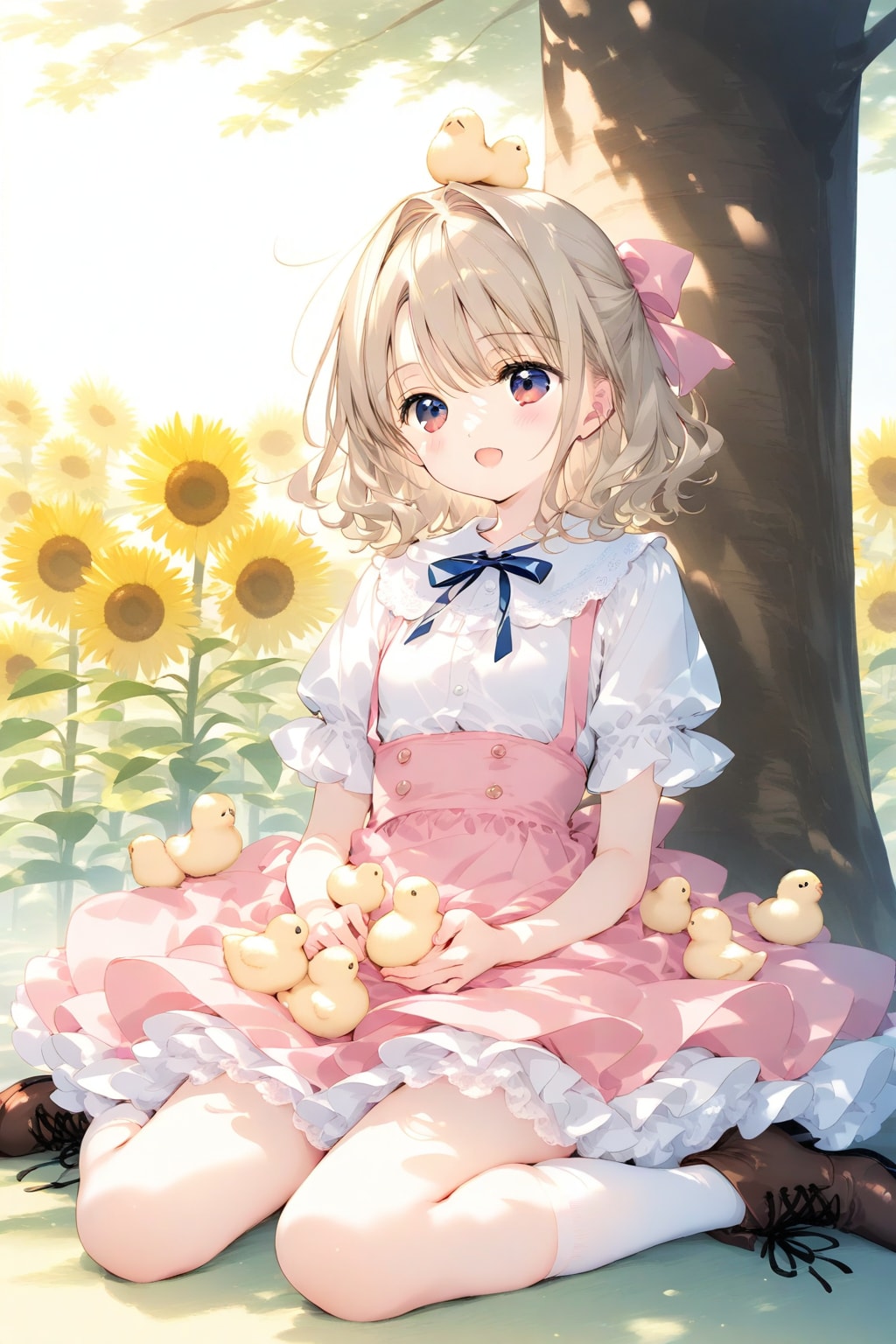 ひよこのお母さんになった日向ちゃん🐤