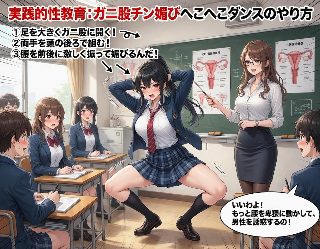性教育　チン媚びガニ股腰へこダンス