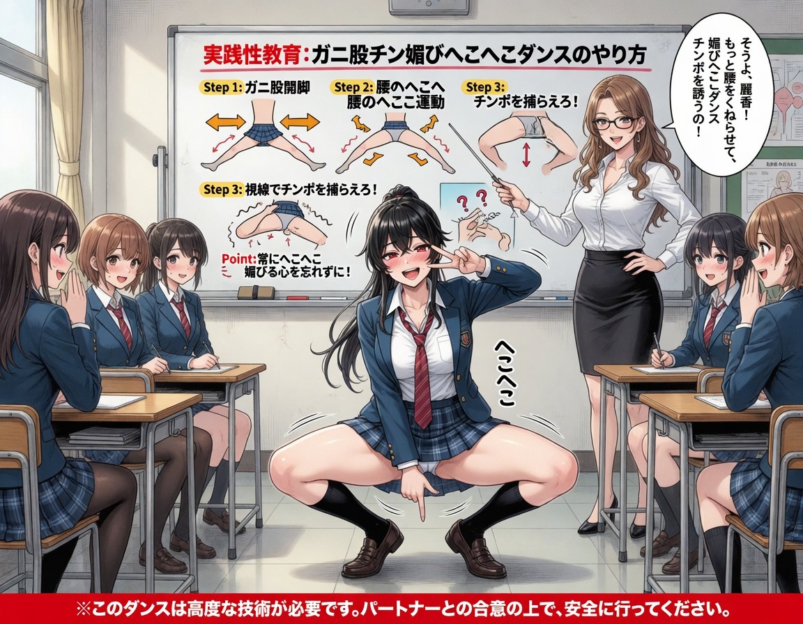 性教育　チン媚びガニ股腰へこダンス