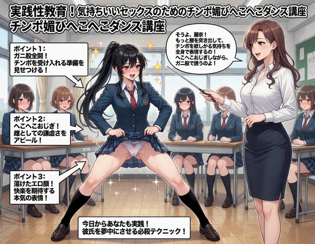 性教育　チン媚びガニ股腰へこダンス